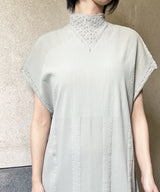 【 tri.R 】Lace high neck Dress / NAO04N-90/gray-soft type