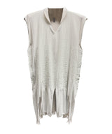 【tri.R】 Haut long sans manches à col calmar et col en V / NAT13N-91/l.gray-soft type