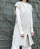 【tri.R】 Haut long sans manches à col calmar et col en V / NAT13N-91/l.gray-soft type