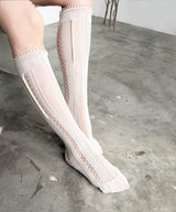 【 New 】Tuck hole line High socks / NH047N-91/light gray