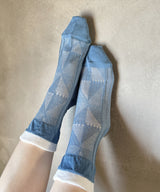 【nonnette Socks】Stripe lace mix Socks / NS368Y-86
