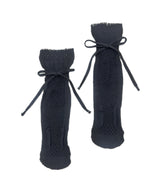 【 tri.R 】Ribbon front lace Socks / NS380N-99/black-soft type
