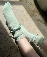 【 tri.R 】Ribbon rib Socks / NS381N-51/powder green