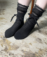 【 tri.R 】Ribbon rib Socks / NS381N-99/black