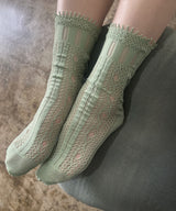 【 tri.R 】Mix rib lace Socks / NS383N- 51/powder green