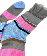 【nonnette Socks】See through mix line Socks / NS403Y-80