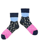 【nonnette Socks】Japanese paper wave line Socks / NS407Y-87