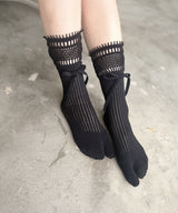【tri.R】Back ruffle Socks / NS385N-95/charcoal