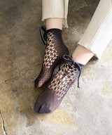【 Restock】Ribbon lace Short Socks / NS424N-95/charcoal