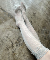 【 tri.R 】Fringe lace net Long High socks / NV043N- 90 / gray-soft type