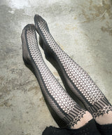 【 tri.R 】Stripe lace Long High socks / NV044N- 95 / charcoal
