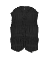 【 tri.R 】Fluffy form ribbon Vest / NAT11N-99/black-soft type