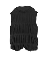 【 tri.R 】Fluffy form ribbon Vest / NAT11N-99/black-soft type