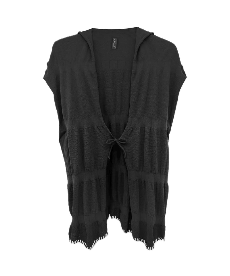 【 tri.R 】Fluffy form ribbon Vest / NAT11N-99/black-soft type