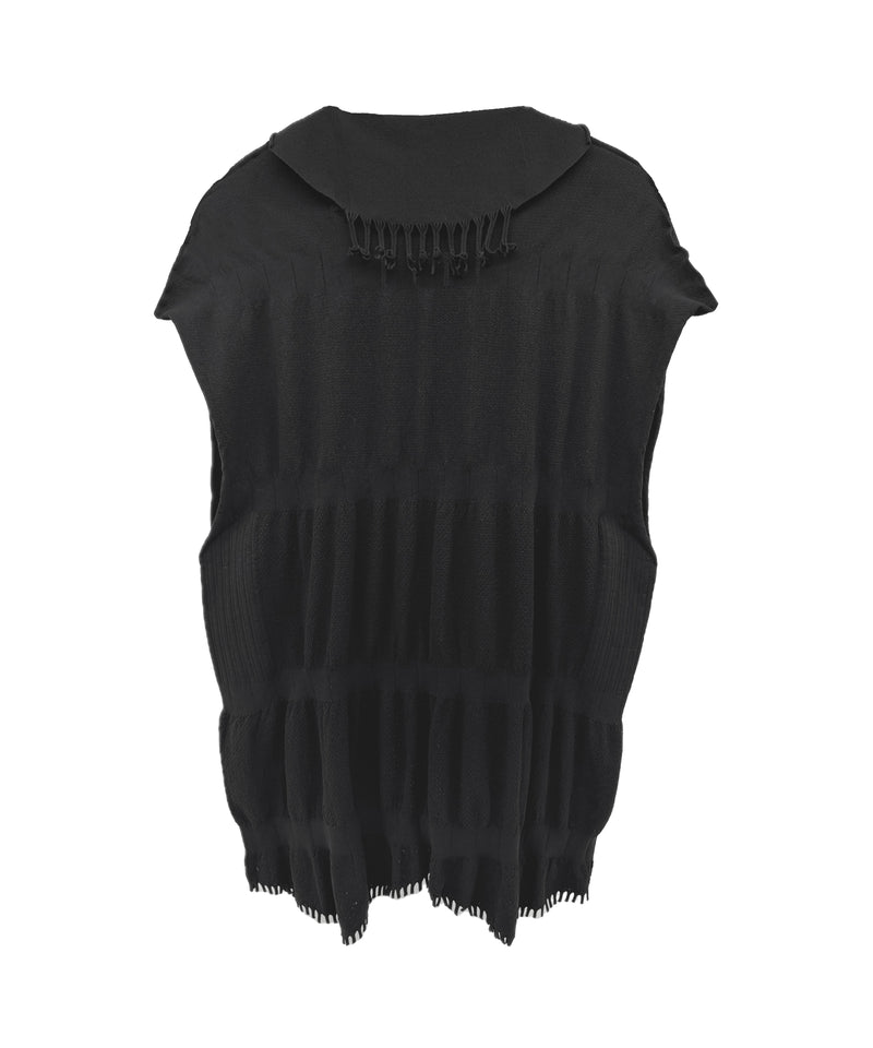【 tri.R 】Fluffy form ribbon Vest / NAT11N-99/black-soft type
