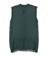【 tri.R 】Squid collar V-neck Sleeveless Long Top / NAT13N-58/d.green-soft type