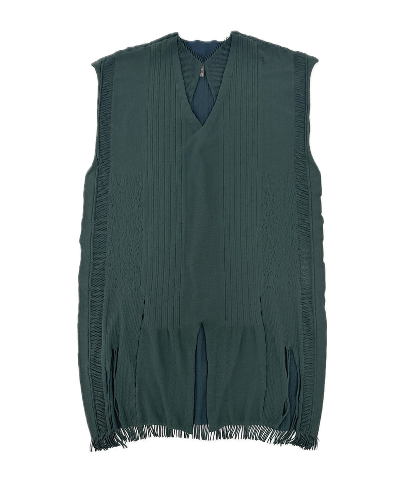 【 tri.R 】Squid collar V-neck Sleeveless Long Top / NAT13N-58/d.green-soft type