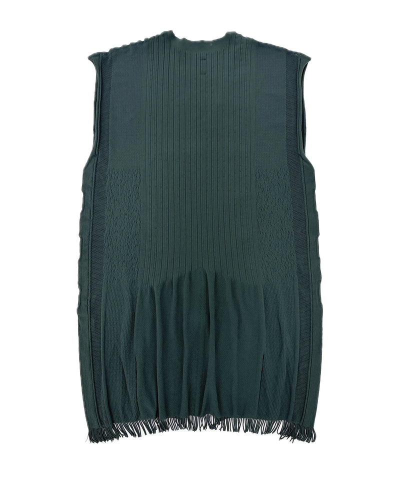 【 tri.R 】Squid collar V-neck Sleeveless Long Top / NAT13N-58/d.green-soft type