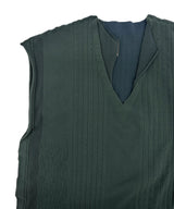 【 tri.R 】Squid collar V-neck Sleeveless Long Top / NAT13N-58/d.green-soft type
