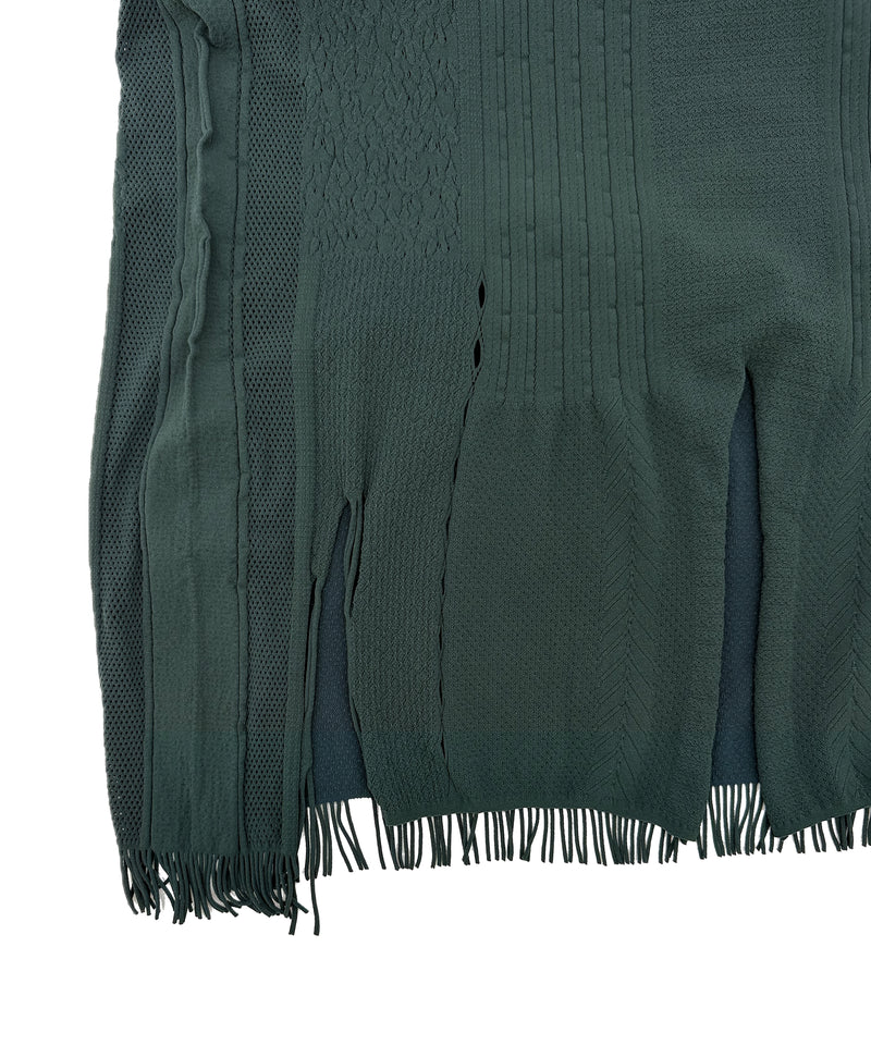 【 tri.R 】Squid collar V-neck Sleeveless Long Top / NAT13N-58/d.green-soft type