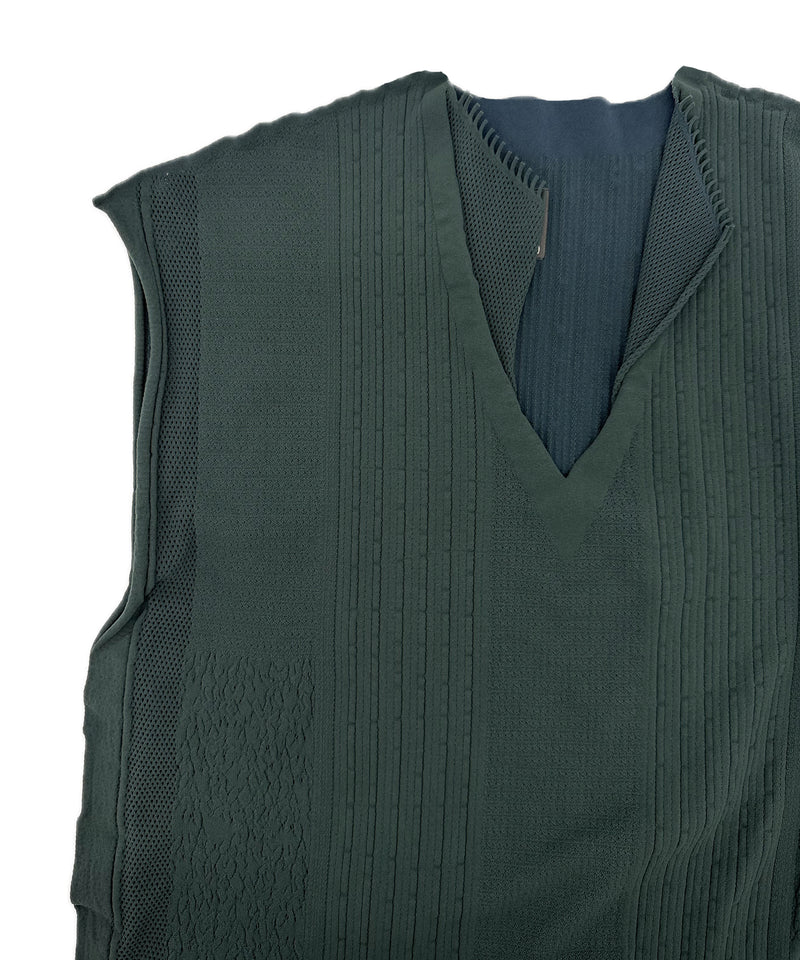 【 tri.R 】Squid collar V-neck Sleeveless Long Top / NAT13N-58/d.green-soft type