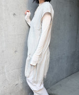 【tri.R】 Haut long sans manches à col calmar et col en V / NAT13N-91/l.gray-soft type