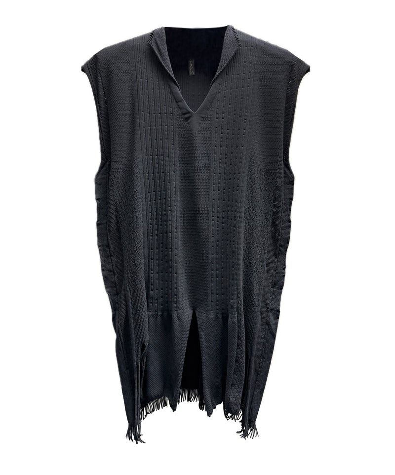 【 tri.R 】Squid collar V-neck Sleeveless Long Top / NAT13N-95/charcoal-soft type