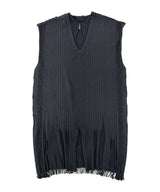 【 tri.R 】Squid collar V-neck Sleeveless Long Top / NAT13N-95/charcoal-soft type
