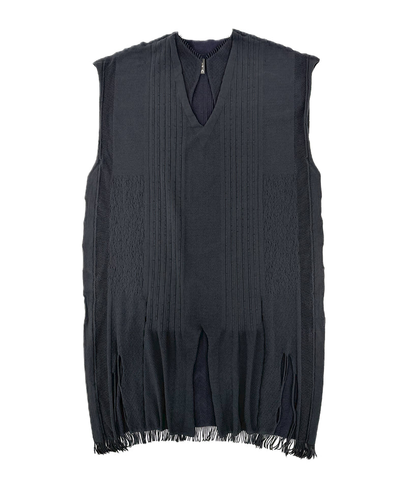 【 tri.R 】Squid collar V-neck Sleeveless Long Top / NAT13N-95/charcoal-soft type