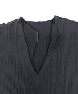 【 tri.R 】Squid collar V-neck Sleeveless Long Top / NAT13N-95/charcoal-soft type