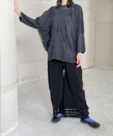 [tri.R] Pantalon fuselé large à rayures / NL087N-95/ anthracite