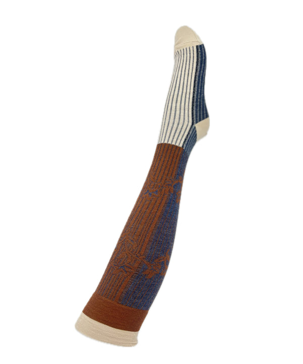 【nonnette HighSocks】Leaf mix rib  Wool High Socks / NH039Y-65