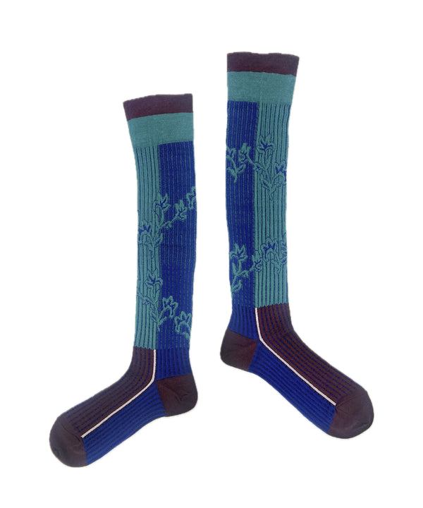 【nonnette HighSocks】Leaf mix rib  Wool High Socks / NH039Y-72