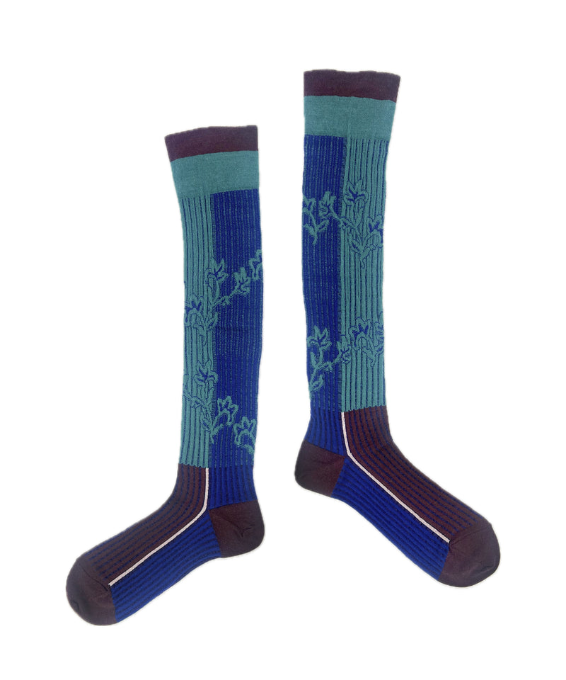 【nonnette HighSocks】Leaf mix rib  Wool High Socks / NH039Y-72