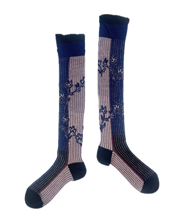 【nonnette HighSocks】Leaf mix rib  Wool High Socks / NH039Y-87