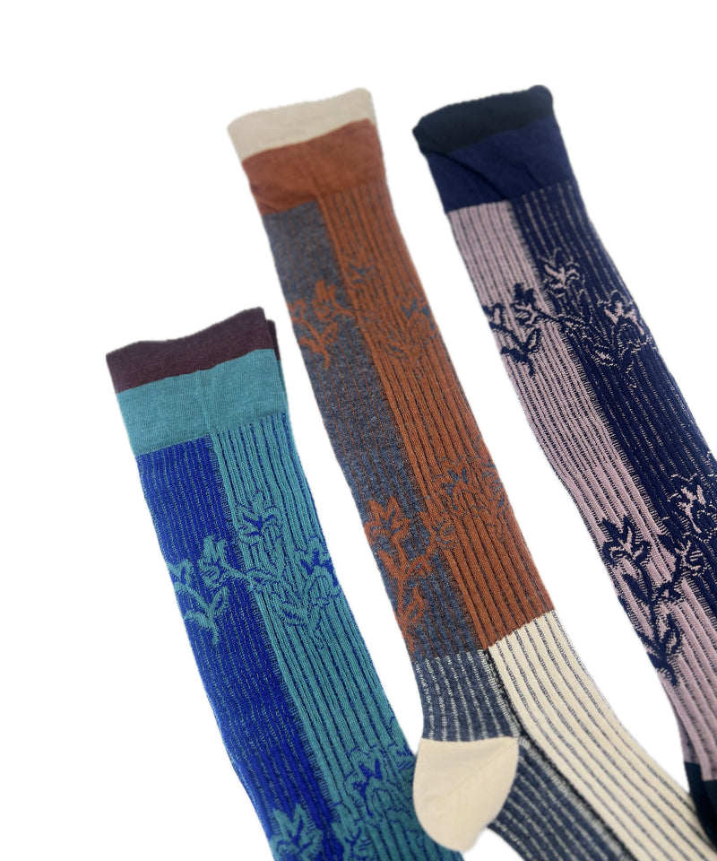 【nonnette HighSocks】Leaf mix rib  Wool High Socks / NH039Y-72