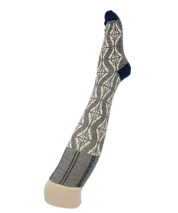 【nonnette HighSocks】Geometric mix  Wool High Socks / NH040Y-95