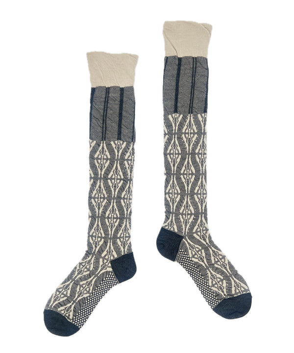 【nonnette HighSocks】Geometric mix  Wool High Socks / NH040Y-95