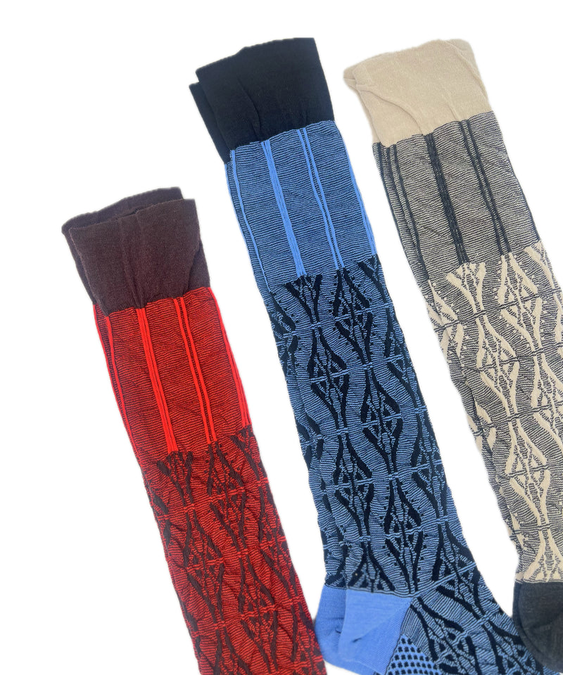 【nonnette HighSocks】Geometric mix  Wool High Socks / NH040Y-95