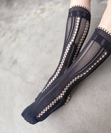 [tri.R]Chaussettes à volants / NS385N-95/charbon