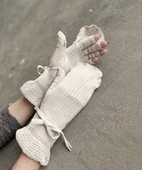 【 New】Ribbon Layered Mitten Gloves / NR071N-91/light gray