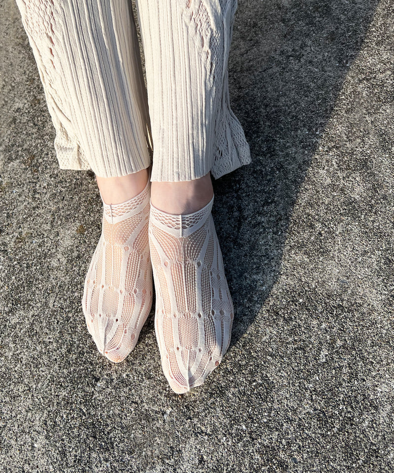 [Tri.r] Stripe Lace Short Socks / NS340N-91