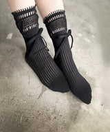 [tri.R] Chaussettes côtelées à ruban / NS381N- 91/gris clair