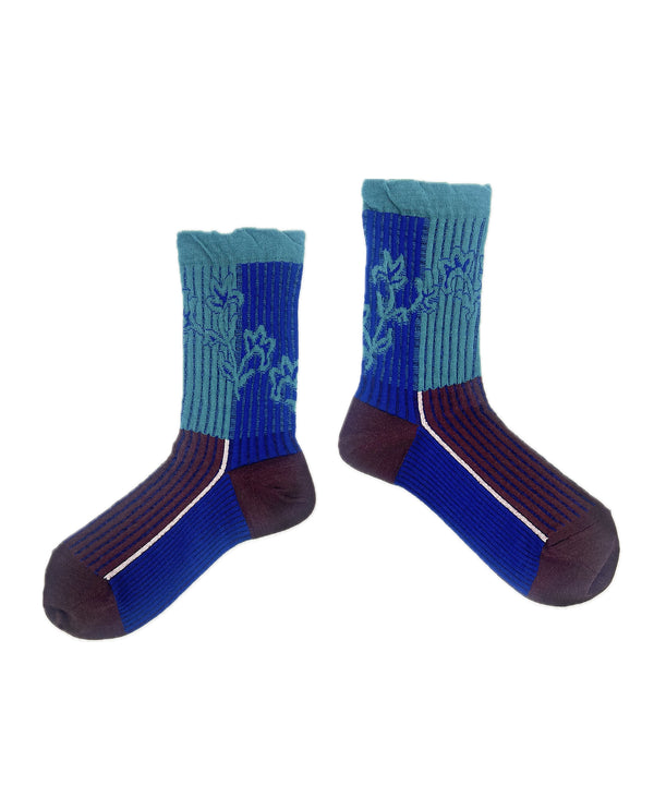 【nonnette Socks】Leaf mix rib  Wool Socks / NS392Y-72