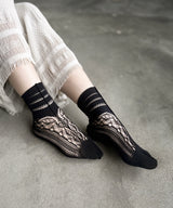 [tri.R]Chaussettes à volants / NS385N-95/charbon