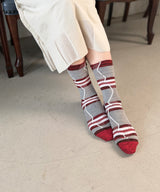 【 New 】Border mesh line Socks / NS432Y-90/gray